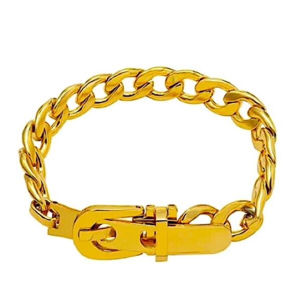 Belt Buckle Gold Chain Bracelet Stainless Steel - Picture 10 of 10